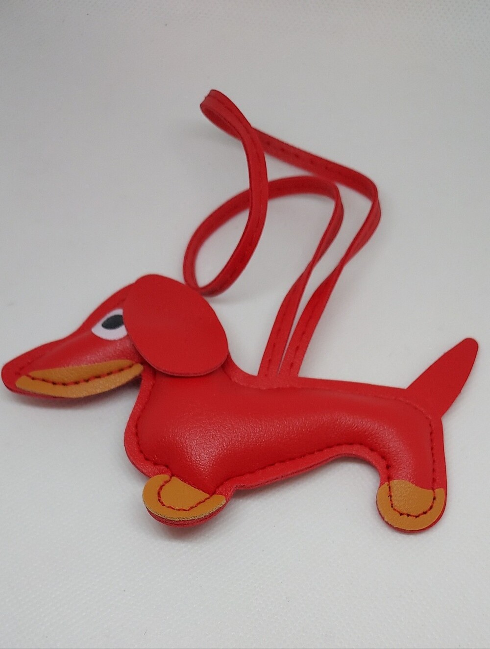 Dachshund Faux Leather Keychain Bag Purse Charm  RED NWT